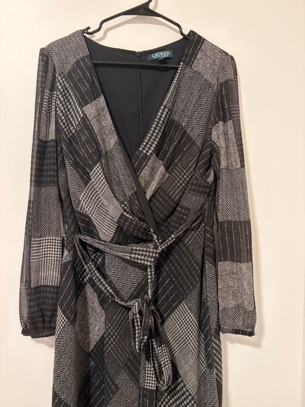 Lauren Ralph Lauren Black Lightweight Maxi Evening Long Sleeve Dress Size 12